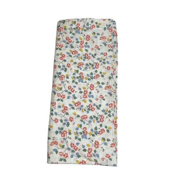 Cannon Monticello Other - Vintage Cannon Monticello Flat Sheet Blue Pink Yellow Floral Linen Retro Classic